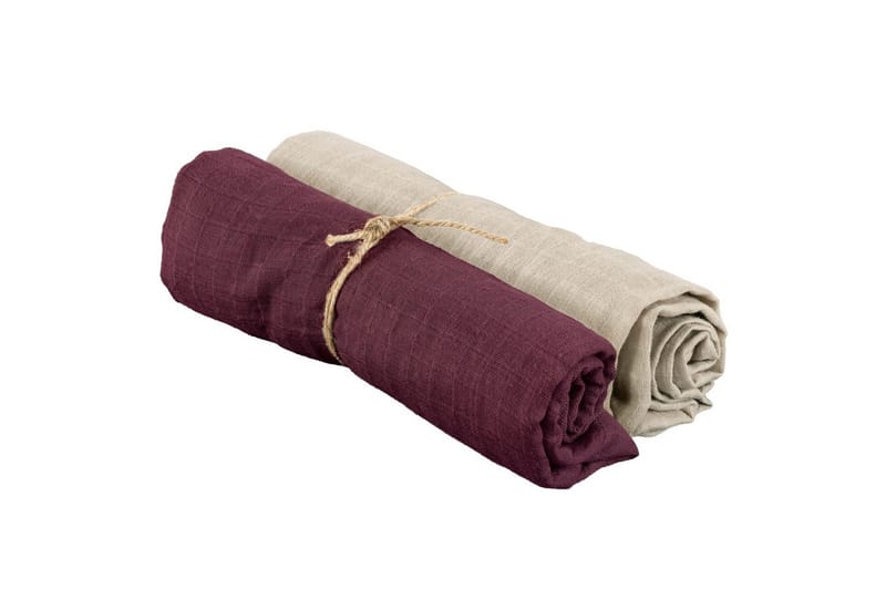 Muslinwrap 2-pak, Sand/Blomme (70 x 70 cm)