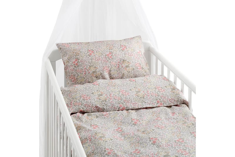 Dynebetræk til tremmeseng 2-Dele Floret Sand - Brun - Tekstiler - Børnetekstiler - Sengetøj til børn - Sengesæt børn