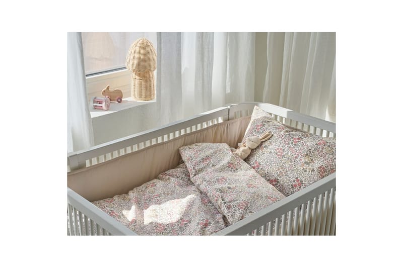 Dynebetræk til tremmeseng 2-Dele Floret Sand - Brun - Tekstiler - Børnetekstiler - Sengetøj til børn - Sengesæt børn