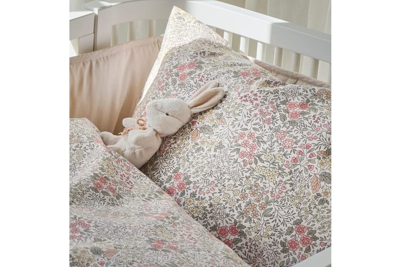 Dynebetrækssæt til tremmeseng, 2 dele, Floret Sand - Brun - Tekstiler - Sengetøj - Sengesæt & dynesæt - Dynesæt enkeltseng