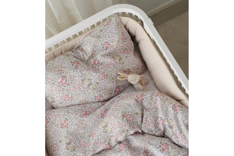 Dynebetrækssæt til tremmeseng, 2 dele, Floret Sand - Brun - Tekstiler - Sengetøj - Sengesæt & dynesæt - Dynesæt enkeltseng