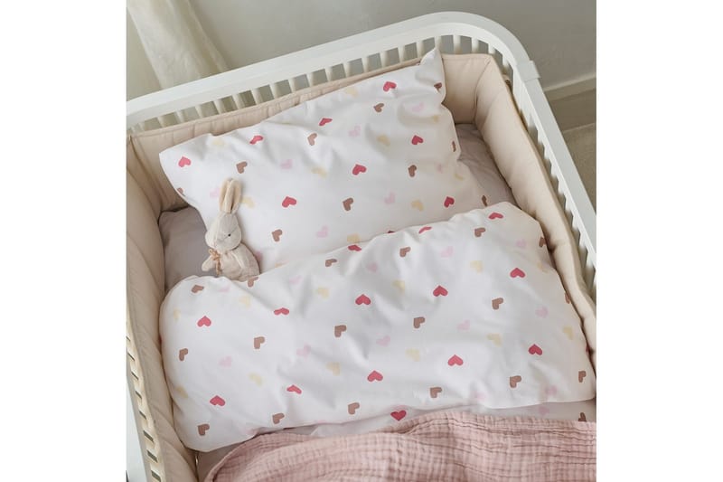 Sengesæt til Tremmeseng 2-Del Hjärttrud - beige - Tekstiler - Børnetekstiler - Sengetøj til børn - Sengesæt børn