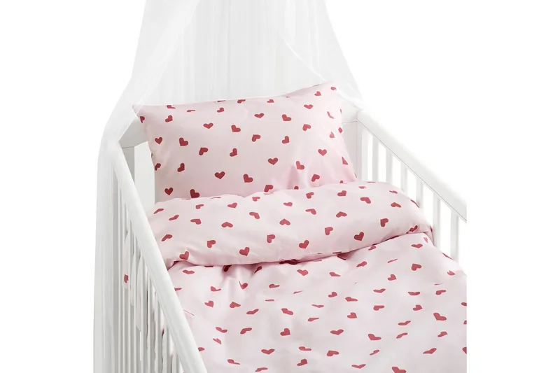 Sengesæt til Tremmeseng 2-Del Hjärttrud - Lyserød - Tekstiler - Sengetøj - Dyne