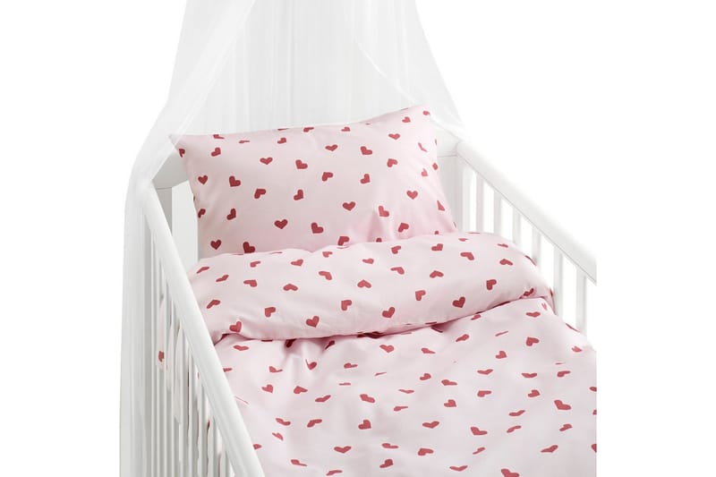 Sengesæt til Tremmeseng 2-Del Hjärttrud - Lyserød - Tekstiler - Børnetekstiler - Sengetøj til børn - Sengesæt børn