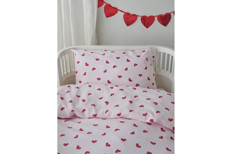 Sengesæt til Tremmeseng 2-Del Hjärttrud - Lyserød - Tekstiler - Børnetekstiler - Sengetøj til børn - Sengesæt børn