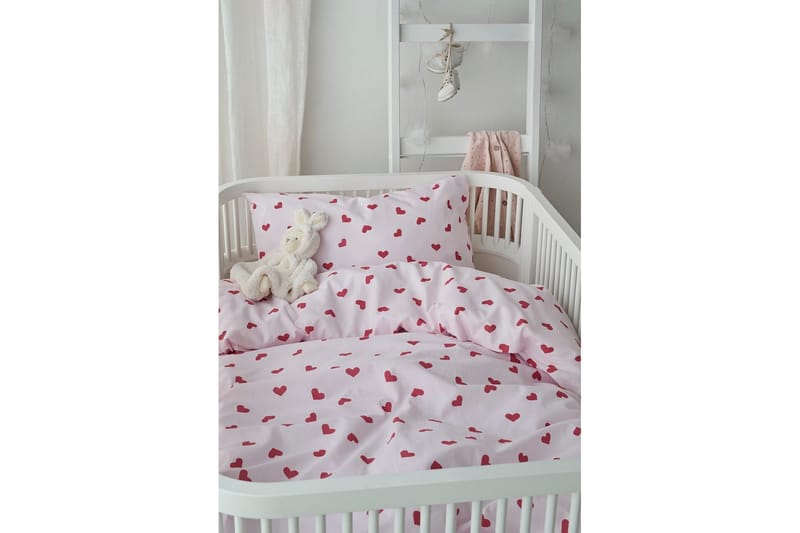 Sengesæt til Tremmeseng 2-Del Hjärttrud - Lyserød - Tekstiler - Børnetekstiler - Sengetøj til børn - Sengesæt børn