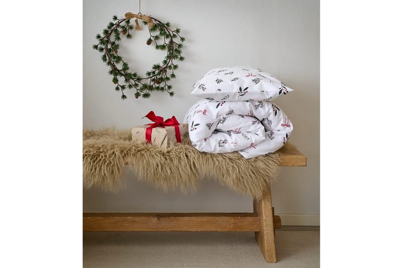 Sengesæt til Tremmeseng 2-Del Julkvisten Rød - Rød - Tekstiler - Sengetøj - Sengesæt & dynesæt - Dynesæt enkeltseng