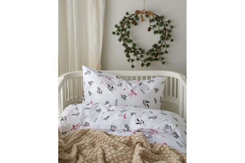 Sengesæt til Tremmeseng 2-Del Julkvisten Rød - Rød - Tekstiler - Børnetekstiler - Sengetøj til børn - Sengesæt børn