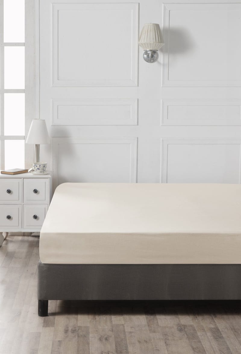 Cream faconlagen 140x190 cm - Creme - Tekstiler - Børnetekstiler - Sengetøj til børn - Tremmeseng sengetøj - Lagen tremmeseng