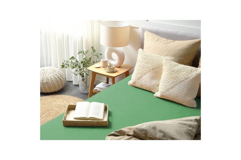 Udlagen Janbu Grøn, 180x200 cm - Grøn, 180x200 cm - Tekstiler - Sengetøj - Lagen - Faconsyet lagen