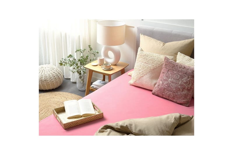 Udlagen Janbu Koral, 200x200 cm - Koral, 200x200 cm - Tekstiler - Sengetøj - Lagen - Faconsyet lagen