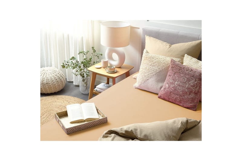 Udlagen Janbu Sandbeige, 90x200 cm - Sandbeige, 90x200 cm - Tekstiler - Sengetøj - Lagen - Faconsyet lagen