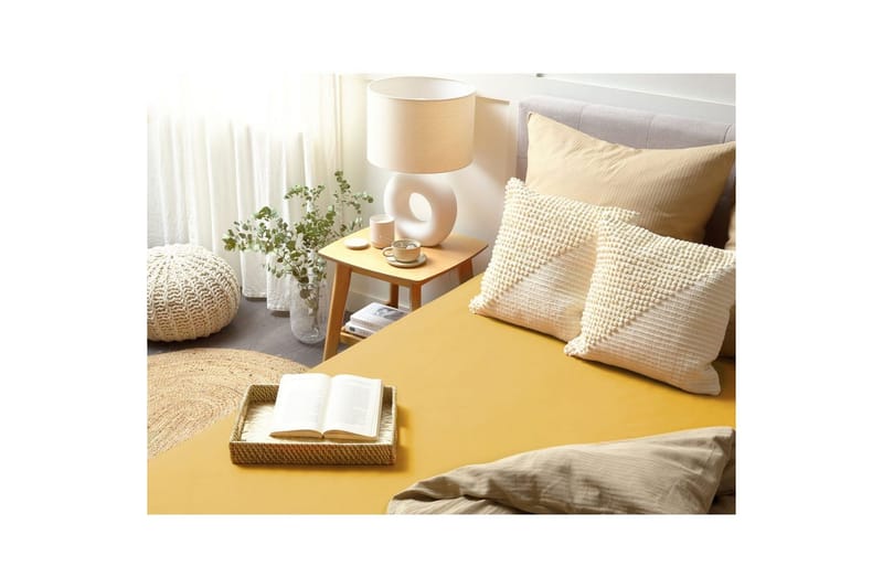 Udlagen Janbu Sennepsgul, 200x200 cm - Sennepsgul, 200x200 cm - Tekstiler - Børnetekstiler - Sengetøj til børn - Tremmeseng sengetøj - Lagen tremmeseng