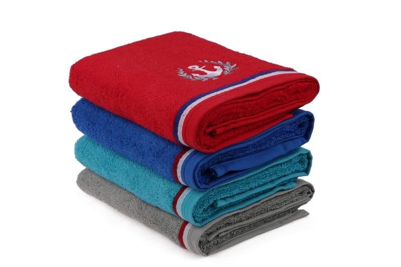 Ashburton Håndklæde 4-pak - Rød/Grå/Turkis/Blå - Håndklæder