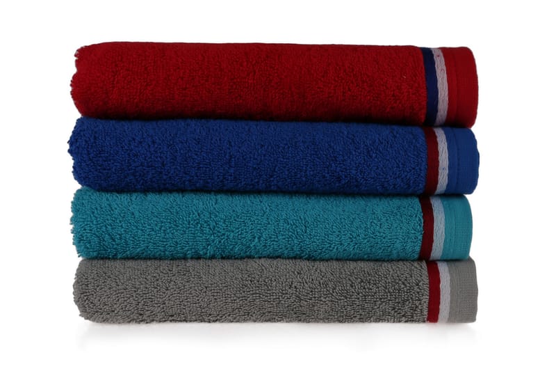 Ashburton Håndklæde 4-pak - Rød/Grå/Turkis/Blå - Håndklæder