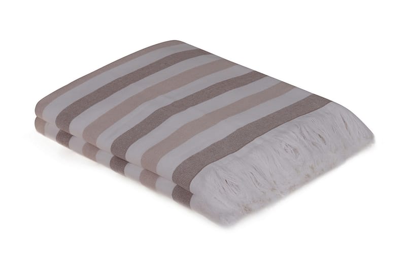 Ashburton Strandhåndklæde 2-pak - Brun/Hvid - Badehåndklæder - Strandhåndklæde & strandlagen
