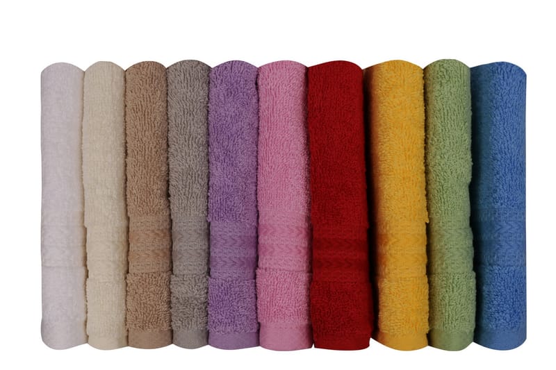 Håndklædesæt 30x50 cm 10 stk - Flerfarvet - Badehåndklæder - Strandhåndklæde & strandlagen