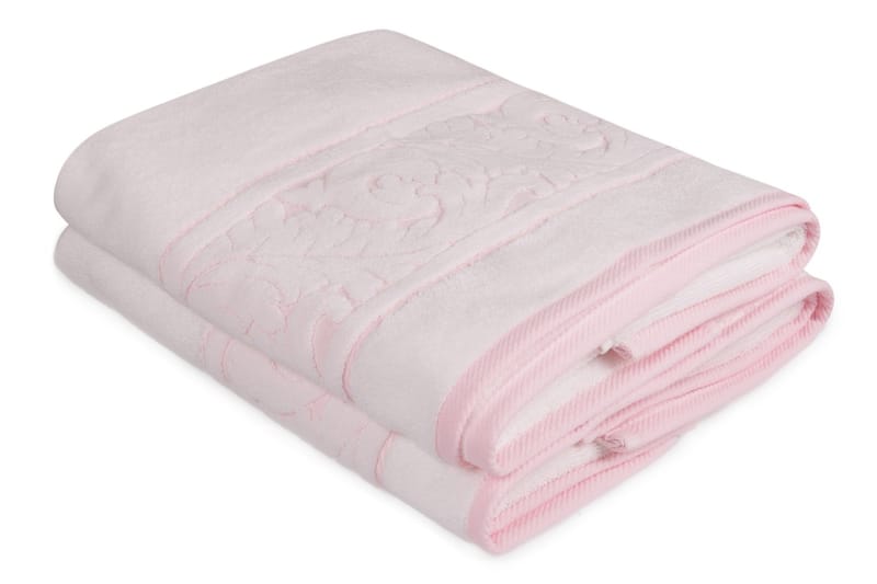 Hobby Badehåndklæde 70x140 cm 2-pak - Hvid/Lyserød - Stort badelagen - Badehåndklæder - Strandhåndklæde & strandlagen