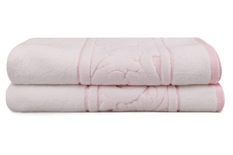 Hobby Badehåndklæde 70x140 cm 2-pak - Hvid/Lyserød - Tekstiler - Badetekstiler - Badehåndklæder