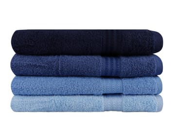 Hobby Badehåndklæde 70x140 cm 4-pak - Mørkeblå/Blå/Lyseblå - Tekstiler - Badetekstiler - Badehåndklæder