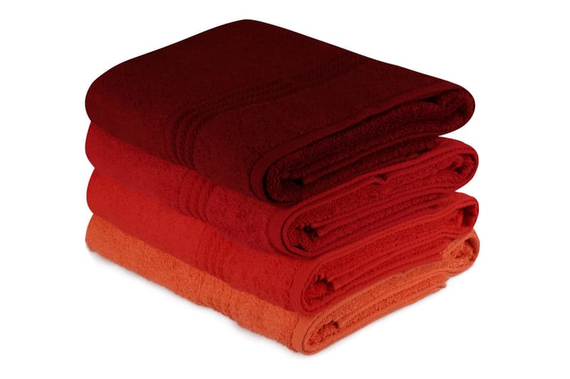 Hobby Badehåndklæde 70x140 cm 4-pak - Orange/Rød/Lyserød - Stort badelagen - Badehåndklæder - Strandhåndklæde & strandlagen
