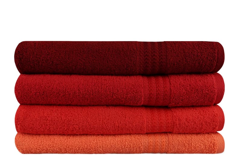 Hobby Badehåndklæde 70x140 cm 4-pak - Orange/Rød/Lyserød - Tekstiler - Badetekstiler - Badehåndklæder