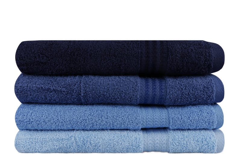 Hobby Badehåndklæde 70x140 cm 4-pak - Mørkeblå/Blå/Lyseblå - Stort badelagen - Badehåndklæder - Strandhåndklæde & strandlagen