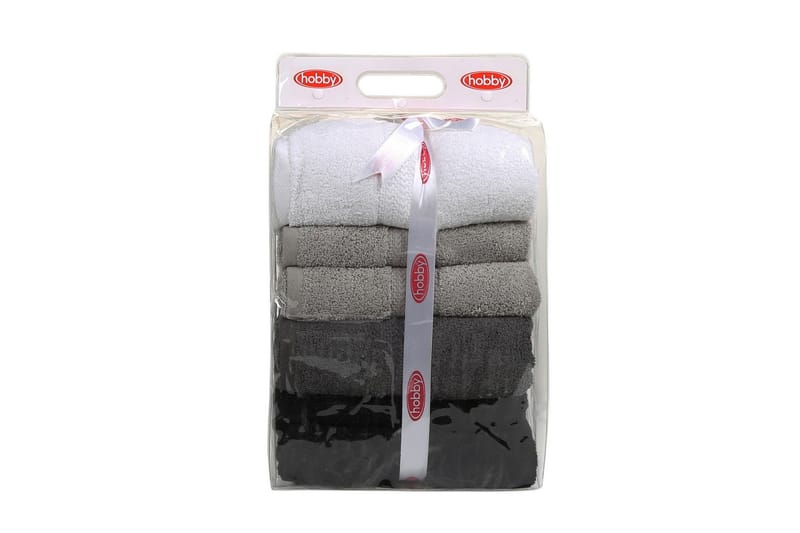 Hobby Badehåndklæde 70x140 cm 4-pak - Hvid/Grå/Mørkegrå/Sort - Tekstiler - Badetekstiler - Badehåndklæder