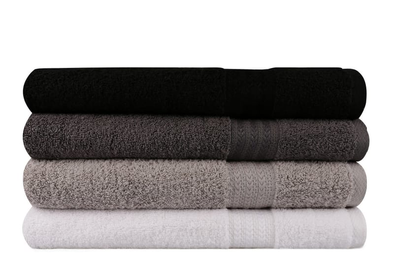 Hobby Badehåndklæde 70x140 cm 4-pak - Hvid/Grå/Mørkegrå/Sort - Tekstiler - Badetekstiler - Badehåndklæder