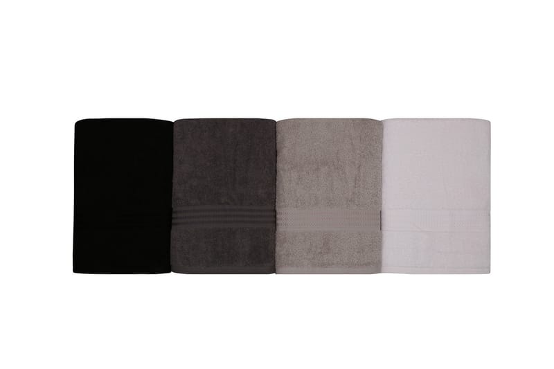 Hobby Badehåndklæde 70x140 cm 4-pak - Hvid/Grå/Mørkegrå/Sort - Tekstiler - Badetekstiler - Badehåndklæder