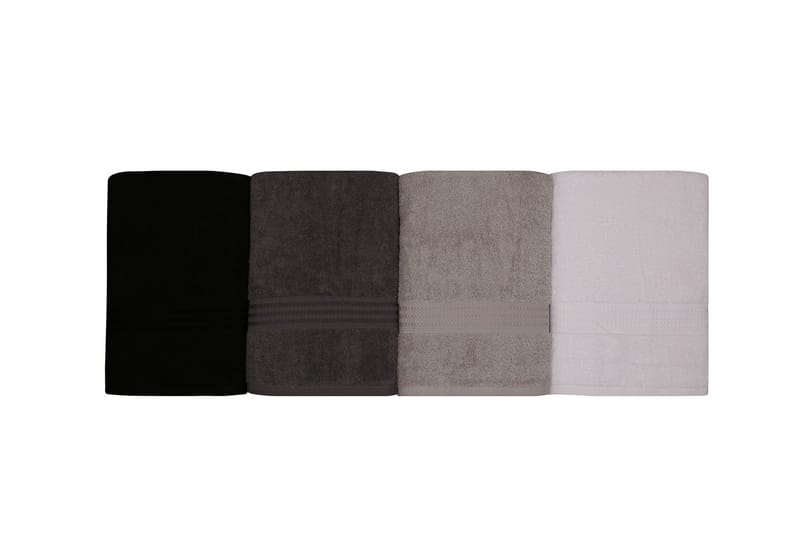 Hobby Badehåndklæde 70x140 cm 4-pak - Hvid/Grå/Mørkegrå/Sort - Stort badelagen - Badehåndklæder - Strandhåndklæde & strandlagen