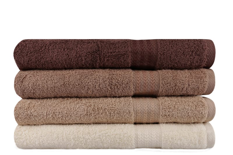 Hobby Badehåndklæde 70x140 cm 4-pak - Creme/Beige/Brun - Stort badelagen - Badehåndklæder - Strandhåndklæde & strandlagen
