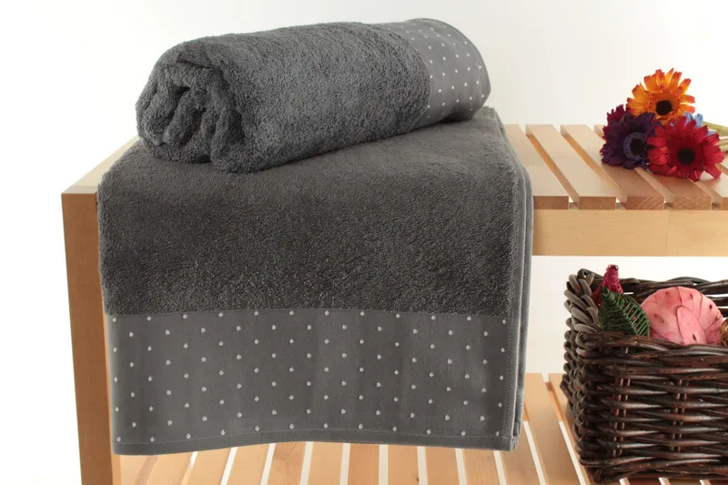 Landercost Badehåndklæde 2-pak, Grå/Hvid