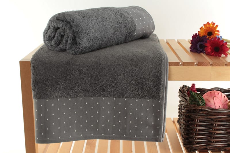 Landercost Badehåndklæde 2-pak, Grå/Hvid