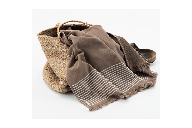 Strandbadelagen Horisont 80 x 160 cm - Brun - Tekstiler - Badetekstiler - Badehåndklæder