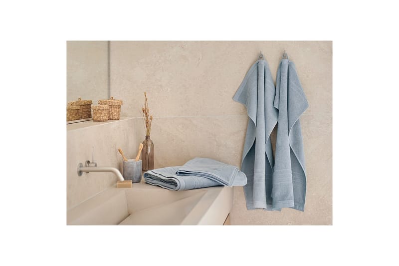 Badelagen Helle Frotté 90 x 150 cm - Blå - Tekstiler - Badetekstiler - Badehåndklæder
