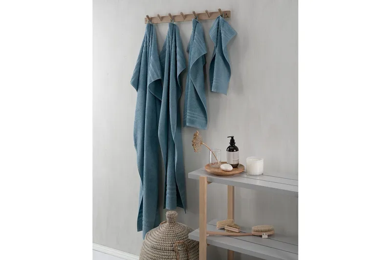 Brusehåndklæde Basis Frotté 65 x 130 cm - Blå - Tekstiler - Badetekstiler - Badehåndklæder