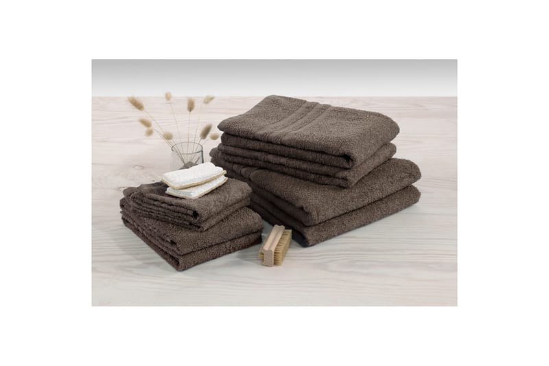 Brusehåndklæde Basis Frotté 65 x 130 cm - Brun - Tekstiler - Badetekstiler - Håndklæder