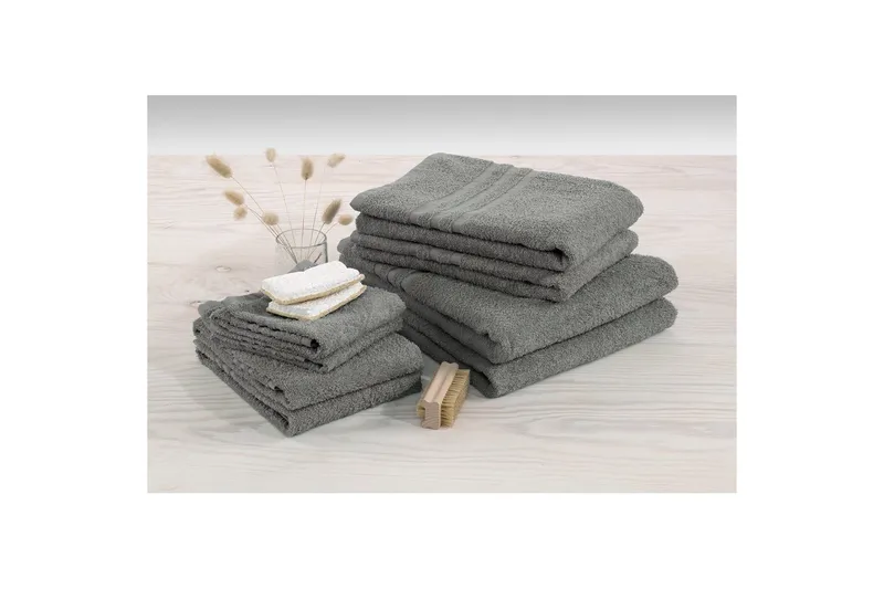 Brusehåndklæde Basis Frotté 65 x 130 cm - Grå - Tekstiler - Badetekstiler - Håndklæder