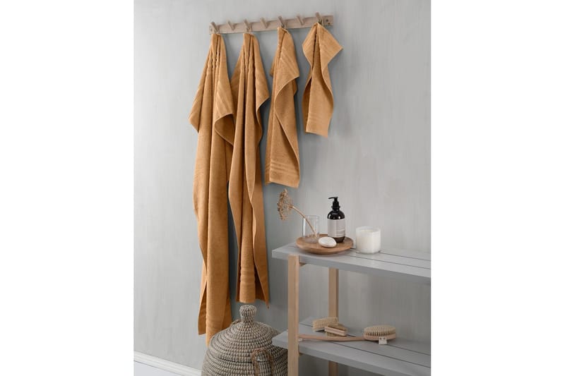 Brusehåndklæde Basis Frotté 65 x 130 cm - Gul - Tekstiler - Badetekstiler - Håndklæder