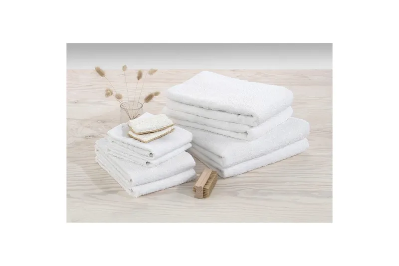 Brusehåndklæde Basis Frotté 65 x 130 cm - Hvid - Tekstiler - Badetekstiler - Håndklæder
