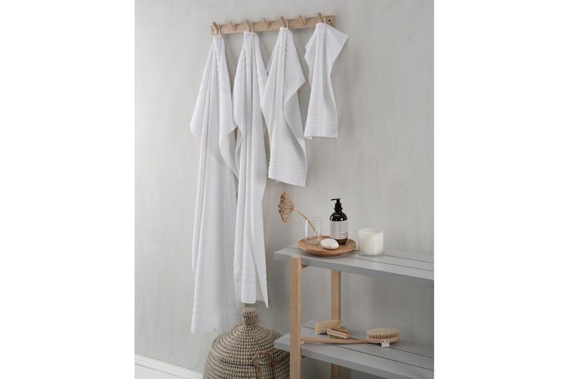 Brusehåndklæde Basis Frotté 65 x 130 cm - Hvid - Tekstiler - Badetekstiler - Håndklæder