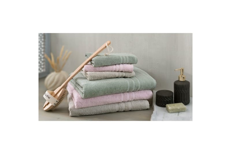 Brusehåndklæde Basis Frotté 65 x 130 cm - Lyserød - Tekstiler - Badetekstiler - Håndklæder