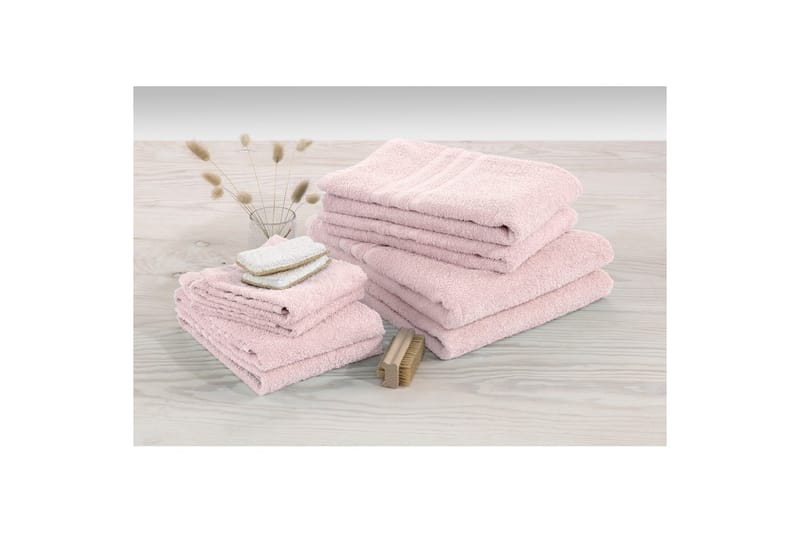 Brusehåndklæde Basis Frotté 65 x 130 cm - Lyserød - Tekstiler - Badetekstiler - Håndklæder