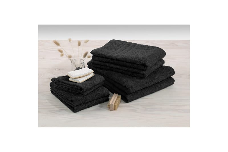 Brusehåndklæde Basis Frotté 65 x 130 cm - Sort - Tekstiler - Badetekstiler - Håndklæder