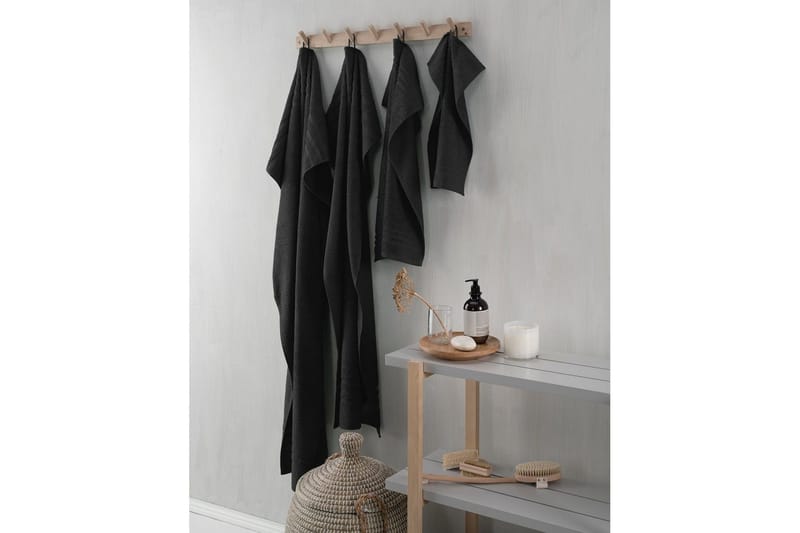 Brusehåndklæde Basis Frotté 65 x 130 cm - Sort - Tekstiler - Badetekstiler - Håndklæder