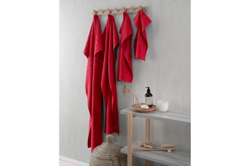 Frotté Basic 90 x 150 cm Rød - Rød - Tekstiler - Badetekstiler - Badehåndklæder