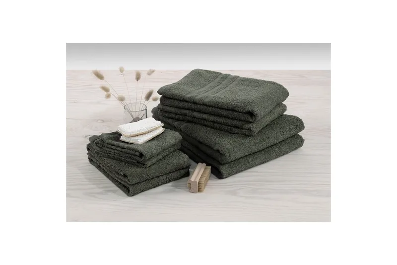 Gæstehåndklæde Basis Frotté - Mørkegrøn - Tekstiler - Badetekstiler - Håndklæder