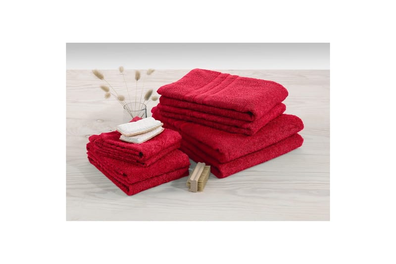 Gæstehåndklæde Basis Frotté - Rød - Tekstiler - Badetekstiler - Håndklæder