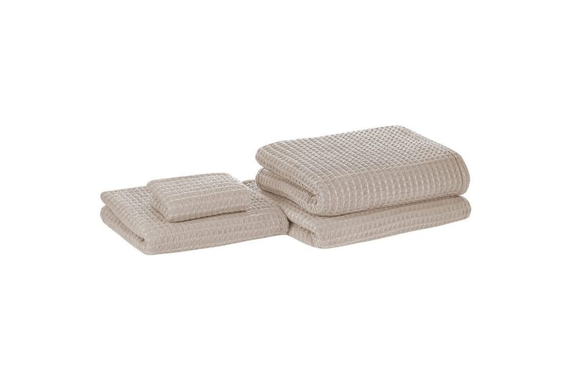 Håndklæde Areora sæt af 4 Beige - Beige - Tekstiler - Badetekstiler - Badehåndklæder